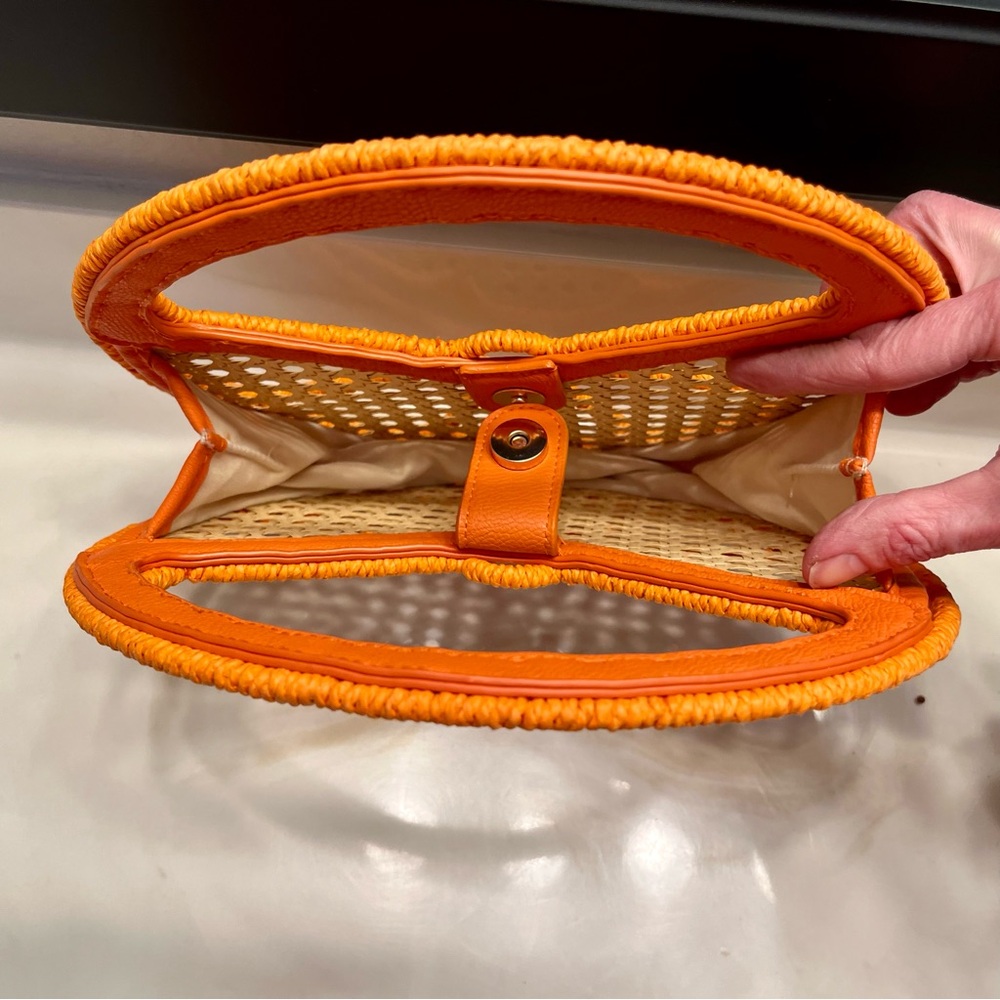 Tiki Tropical Hawaiian Pin-up Woven Orange Purse - Picture 2 of 6
